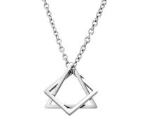 (as the picture, 1) Geometry Interlocking Square Triangle Male Pendant For Men Women Unisex Alloy Modern Trendy Geometric Stacking Streetwear Necklace