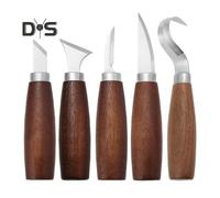 (as the picture, 1 Set) 1/5Pcs Wood Carving Tools Kit Beginner Woodworking Chisel Wood Whittling Spoon Chip Carving Detailing Cutter Tools Carpenter Gift