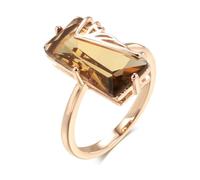 (as the picture, 10) Hollow Inlay Square Light Tea Color Zircon Large Rings Elegant Geometric Jewelry Women Rings Accessories