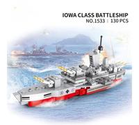 (as the picture) 100+PCS Building Blocks Kit Toy Iawa-class battleship Toy Gift Military series Happy Gift for children adult