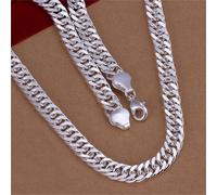 (as the picture, 10MM/60cm) The New 925 Sterling Silver 10mm Chain Necklace For Man Women Solid Wedding Noble Fashion Jewelry Charms Gifts