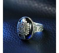 (as the picture, 11) The Vampire Diaries Cosplay Damon Salvatore Artificial Gemstone Ring 925 Sterling Silver Jewelry For Men Birthday Christmas Gift