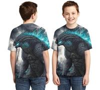 (as the picture, 130cm) Godzilla Vs Monster King Kong T-shirt 3D Digital Printing T-shirt Cartoon Kids Boys Girls Short-sleeved Summer Clothing Gift