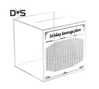 (as the picture, 15cm) Clear Acrylic Money Saving Box Unbreakable Piggy Bank 365 Days Cash Vault Saving Challenge Box Must Break to Open Money Bank to Save 10K