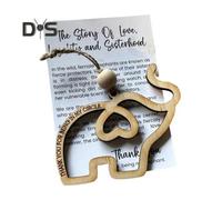 (as the picture, 1pc) 1/2/3/5/10 Pcs Friendship Gift Sisterhood Elephant Wooden Elephant Ornament with Story Card Christmas Friendship Gift for Women Tribe