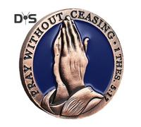 (as the picture, 1pc) 1/3/5Pcs Lord's Prayer Challenge Coin Pray Without Ceasing Keepsake Coin Metal Christian Religious Pocket Token with Bible Verses