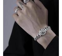(as the picture, 20CM) Domineering Charm Tiger Head Silver Plating Bracelet Men 's Trend Personality Retro Silver Chain Luxurious Jewelry Gift
