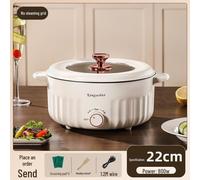 (as the picture, 22cm single layer) Compact Multi-Function Electric Cooking Pot: Electric Frying Pan, Hot Pot, Mini Noodle Cooker, and Rice Cooker. Perfect for Dorms and Homes.
