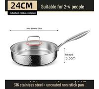 (as the picture, 24CM hammer pattern frying pan) Universal German 316 Stainless Steel Non-Stick Frying Pan for Induction & Gas Stoves