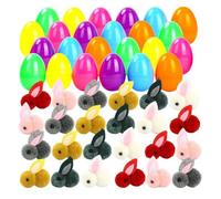 (as the picture, 24PCS) 12/24Pcs Prefilled Easter Eggs with Stuffed Bunny Mini Plastic Easter Eggs Filled with Plush Rabbit Toy Easter Basket Stuffers for Kids Boys Girls
