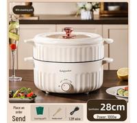 (as the picture, 28cm double layer) Compact Multi-Function Electric Cooking Pot: Electric Frying Pan, Hot Pot, Mini Noodle Cooker, and Rice Cooker. Perfect for Dorms and Homes.