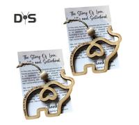 (as the picture, 2pcs) 1/2/3/5/10 Pcs Friendship Gift Sisterhood Elephant Wooden Elephant Ornament with Story Card Christmas Friendship Gift for Women Tribe