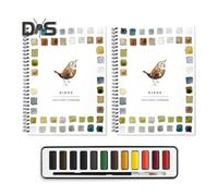 (as the picture, 2pcs A) Watercolor Workbook 12 Colors Birds Flowers Animals Kids Watercolor Paint Book Art Crafts Painting Supplies for Beginners