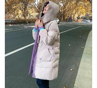 (as the picture, 2XL) Winter Plus Size Women's Loose Cotton Clothes Medium Long Cotton Jacket Hong Kong Style Thickened Jacket