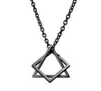 (as the picture, 3) Geometry Interlocking Square Triangle Male Pendant For Men Women Unisex Alloy Modern Trendy Geometric Stacking Streetwear Necklace