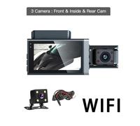 (as the picture, 3 lens+WiFi) 1080P Car Dashcam 3 Channel Car DVR Front and Rear View Camera WIFI Video Recorder Parking Monitor Black Box Night Version Dash Cam for Cars