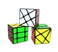 (as the picture) 3 PCS SET YJ Fisher + Axis + Windmill Magic Cube Change Irregularly Jinggang Speed Cube with Frosted Sticker YJ 3x3x3 Puzzle Toy