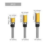 (as the picture, 3-piece set) 1/4 Handle Woodworking Milling Tool: Double-Edged Bearing Profiling & Trimming Knife