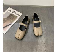 (as the picture, 38) Novelty Split Toe Flat Shoes Woman Quality Leather Mary Janes Japanese Style Trotters Flats Ankle Bele Tabi Ninja Loafers Women