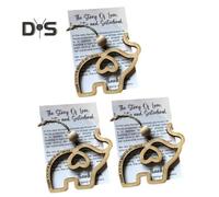 (as the picture, 3pcs) 1/2/3/5/10 Pcs Friendship Gift Sisterhood Elephant Wooden Elephant Ornament with Story Card Christmas Friendship Gift for Women Tribe