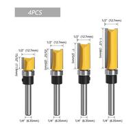 (as the picture, 4-piece set) 1/4 Handle Woodworking Milling Tool: Double-Edged Bearing Profiling & Trimming Knife