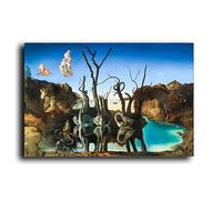(as the picture, 40*60cm No Frame) Salvador Dali Swans Reflecting Elephants Canvas Painting Abstract Posters And Print Wall Art Picture Living Room Decor No Frame