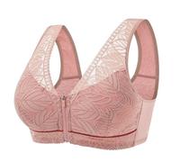 (as the picture, 44/100) "Lace Zip-Front Vest Bra for Middle-Aged and Elderly Women - Soft Cotton, No Steel Ring, Large Size"