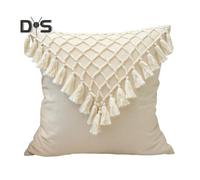 (as the picture, 45x45cm A) Tassel Pillowcase with Hidden Zipper Fringe Decor Square Shape Bohemian Style Office Couch Decoration Throw Pillow Cover Living Room Bedroom Car Seat