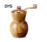 (as the picture, 4Inch) Manual Pepper Grinder Modern Hand-Cranked Grinder with Acacia Wood Body Metal Handle Ceramic Blades Retro Salt Mill for Kitchen