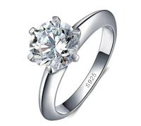 (as the picture, 5) 1 .5 Carat Engagement Wedding Band With Credentials Allergy Free Real Tibetan Silver Rings Women Anniversary Gift Jewelry R121