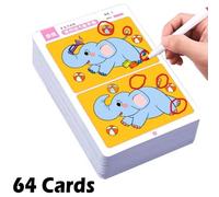 (as the picture) 64 Pages Find The Difference Puzzle Game Erasable and Rewritable Focus and Observational Training Brain Development