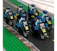(as the picture) 6pcs Sharp Edge Black Police Motorcycle Model Building Block Toy for Children