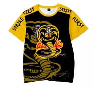 (as the picture, 6XL) Cobra Kai Style 3D Printed Men's T-shirt Short Sleeved Casual Men's Sports Round Neck T-shirt Quick Drying Comfortable Breathable