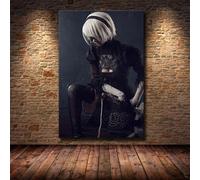 (as the picture, 70X100cm Unframed) Nier Automata Fight Game Girl Japanese Anime Posters and Prints Living Room Home Bedroom Game Room Decoration Wall Art Picture