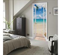 (as the picture, 77*200, MT-365) Eco-Friendly 3D Door Stickers - Self-Adhesive, Waterproof, Oil-Proof, Anti-Fouling with Thousands of High-Definition Patterns and Sizes Available.