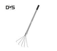 (as the picture, 80 cm Arc-shaped) Handheld Weeding Rake Stainless Steel Hand Rake with 5 Teeth Heavy Duty Gardening Rake for Cultivating Loosening Soil Spreading Mulch