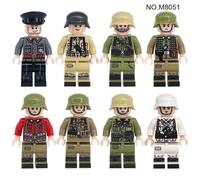 (as the picture) 8pcs British French Army Doll Building Block Toy Doll M8051 Assembling Building Block Toy