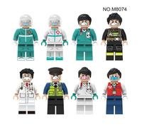 (as the picture) 8pcs M8074 Health Care Doll Doctor Nurse Police Character Doll Small Particle Children's Building Blocks