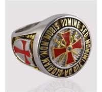 (as the picture, 9) Size 7-14 Stainless Steel Ring In Hoc Signo Vinces Knight Templar Masonic