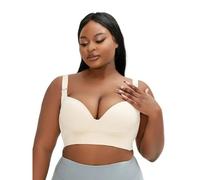 (as the picture, 90C) Seamless Large Size Sports Bra - Steel Ring, Anti-Sagging, Beautiful Back, Deep V