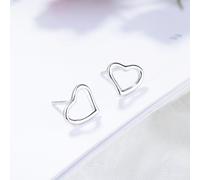 (as the picture, 925) S925 Sterling Silver Young Girl Heart-shaped Stud Earrings Korean Simple And Sweet Love Heart Earrings Student All-match Accessories