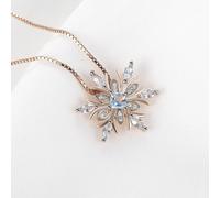 (as the picture) 925 Sterling Silver Gemstone Pendants For Women Sky Blue Topaz Elegant Snowflake Charm Rose Gold Fine Jewelry Accessories Trendy