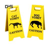 (as the picture, A) 1/2Pcs Dog Cat Vomit Caution Sign Weather-proof Plastic Outdoor Garden Yard Lawn Pet Black Cat Vomit Warning Sign Bathroom Decoration