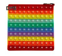 (as the picture, A) 1/3Pcs Popping Bubble Rainbow Hundreds Chart Kids Number 100 Counting Sensory Toy Stress Relief Square Silicone Number Board Kids Teachers Math