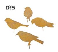 (as the picture, A) 1/4/5Pcs Rusty Bird Silhouette Garden Decoration Weather-proof Outdoor Courtyard Yard Backyard Lawn Metal Chick Duck Squirrel Iron Art Stake Ornament