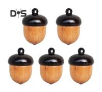 (as the picture, A) 1/5Pcs Mini Acorns Storage Box Solid Wood Pill Box Outdoor Portable Rosewood Acorns Tablets Storage Case Container Organizer Sealed Can