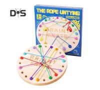 (as the picture, A) 1 Set Kids Rope Untangling Game Twisted Rope Knots Challenge Board Game Logic Thinking Interactive Educational Elastic Rope Unhitching Toy