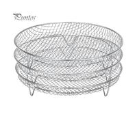 (as the picture, A) Air Fryer Dehydration Rack Stackable Stainless Steel Multi-Layer Dehydrator for Chips Popcorn Fruits Beef Jerky