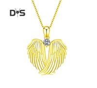 (as the picture, A) Angel Wings Necklace Rhinestone Hug Guardian Wings Pendant Necklace Zircon Birthstone Jewelry Gift for Her