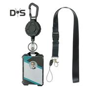 (as the picture, A) Card Cover Heavy Duty Retractable Badge Reel ID Badge Holder with Anti-lost Breakaway Lanyard Retractable Key Chain Carabiner Hard Shell Card Sleeve